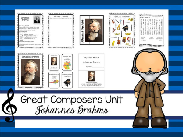 Johannes Brahms Great Composer Unit. Music Appreciation.