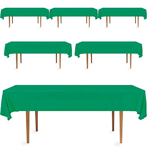 DecorRack 6 Pack Rectangular Tablecloths -BPA- Free Plastic, 54 x 108 inch, Dining Table Cover Cloth, Green (6 Pack)