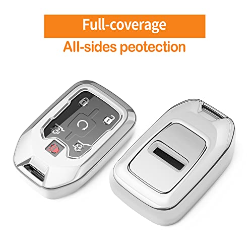 Sindeda for Chevrolet Key Fob Cover With Keychain TPU Full Protection Key Shell Key Case Compatible with 2017-2021 Chevrolet Chevy Silverado Suburban Tahoe GMC Acadia Sierra Terrain Yukon-Silver | The Storepaperoomates Retail Market - Fast Affordable Shopping