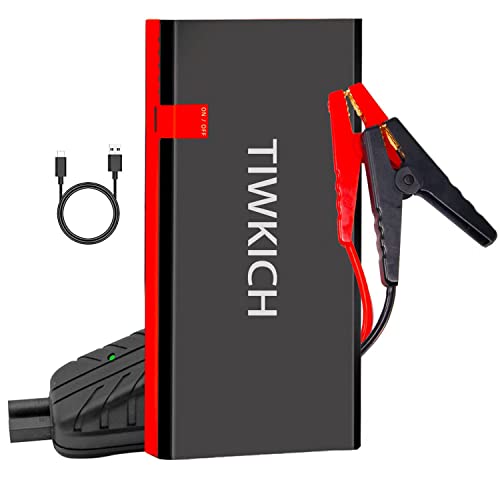 TIWKICH A13 Car Jump Starter 1000A (Up to 5.0L Gas and 2.0L Diesel Engines),12V Lithium Auto Portable Battery Charger jumpstart Booster Pack with LED Light and Tpy-c