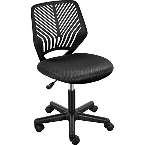 Yaheetech Desk Chair Computer Chair Low Back Armless Study Chair Swivel Ergonomic Office Chair Student Chair with Adjustable Height, Black