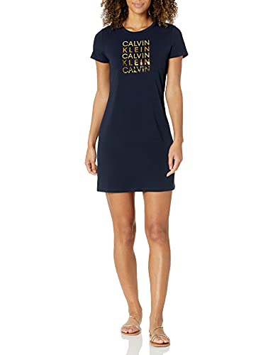 Calvin Klein Women’s Logo T-Shirt Dress, Indigo 3, L