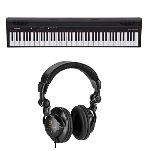 Roland GO:PIANO88 88-Note Digital Piano with Onboard Bluetooth Speakers – with H&A Closed-Back Studio Monitor Headphones