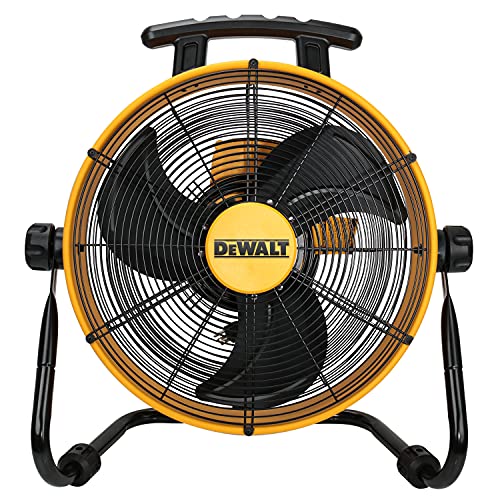 DEWALT Industrial Floor Fan, 18 Inch Drum Fan, 3-Speed Heavy Duty Air Circulator with Adjustable Tilt, Model: DXF1840 , Yellow
