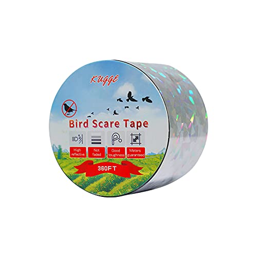 Kugge Bird Flash Tape (2in,360ft), Double Side Reflective Tape, Protect Your House, Garden, Orchard