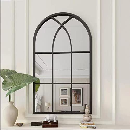 ironsmithn Wall Mirror Mounted Decorative Long Hanging Arched Window Frame Decor Wall-Mounted for Bathroom Vanity, Living Room or Bedroom41.3” x0.9”x24”