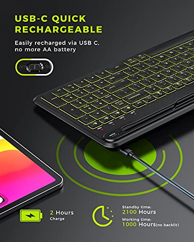 seenda Backlit Multi-Device Bluetooth Keyboard for Tablet Phone Computer – Wireless Illuminated Rechargeable Keyboard with Number Pad Connect Up to 4 Devices Compatible Mac Android iOS Windows | The Storepaperoomates Retail Market - Fast Affordable Shopping