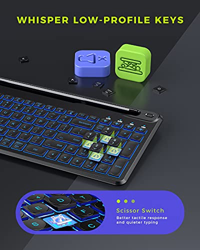 seenda Backlit Multi-Device Bluetooth Keyboard for Tablet Phone Computer – Wireless Illuminated Rechargeable Keyboard with Number Pad Connect Up to 4 Devices Compatible Mac Android iOS Windows | The Storepaperoomates Retail Market - Fast Affordable Shopping