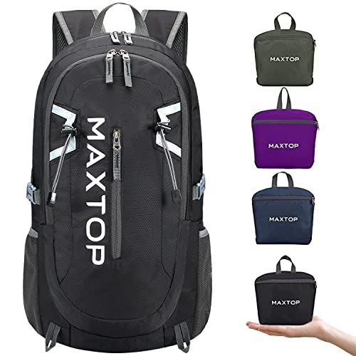 MAXTOP Hiking Backpack 40/50L Lightweight Packable for Traveling Camping Water Resistant Foldable Outdoor Travel Daypack(Black, 40L)