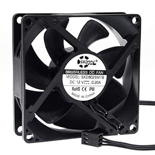 SXDOOL 80mm DC 12V Waterproof Cooling Fan,80X80X25mm High Speed CFM,for Computer Chassis Cabinets PC Cooler