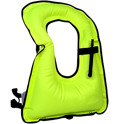 DOSURBAN Inflatable Snorkel Vest for Adults Kids Children, Adjustable Light Snorkeling Jackets Safety Vests for Diving, Snorkeling, Swimming, Surfing (Up to 200 lbs Loading)
