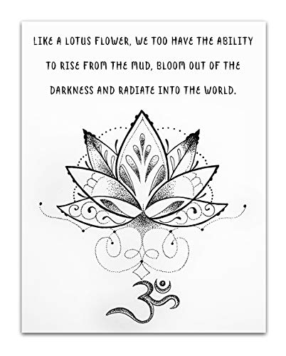 TJ Originals Like a Lotus Flower Quote – Spiritual and Boho Wall Decor – Namaste Zen and Meditation Aesthetic Room Decor – Unframed 11×14 Wall Art Print for Living Room or Yoga Studio