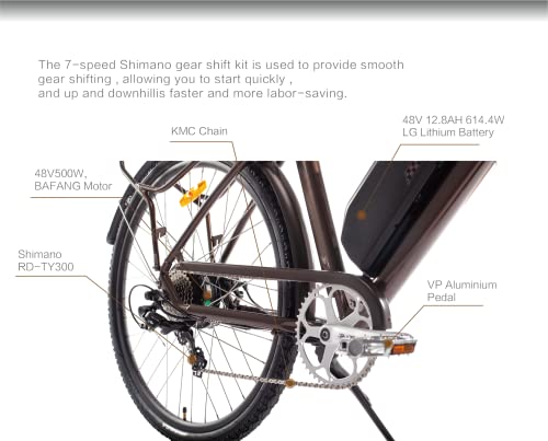 Electric Bike for Adults Urban EBike 28″ 500W BaFang Motor City Cruiser Adult Electric Bicycles 48V 614.4W Removable Larger Battery LG Cells UL | The Storepaperoomates Retail Market - Fast Affordable Shopping