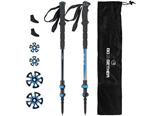 G2 Trekking Hiking Poles Telescopic/Aluminum Alloy/EVA Foam Grip/Foam Padded Wrist Strap/Auto-Adjustable Strap/Quick Flip Lock (Pack of 2 Poles)