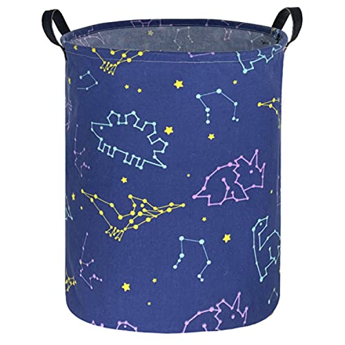 Sanjiaofen Dinosaur Storage Baskets Kids Laundry Hamper with Waterproof Coating Boys Laundry Basket Toy Bins Baby Hamper Nursery Hamper for Boys Room Decor, Gift Storage bin.(Constellation dinosaur)