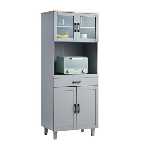 MELLCOM Kitchen Cabinet，Pantry Cabinets with 2 Cabinets, 1 Cutlery Drawer, 1 Open Shelf, Kitchen Storage Cabinets for Home&Office