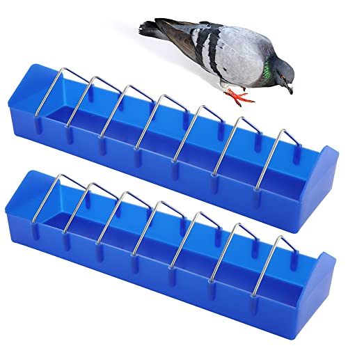 2 Pack Large Pigeon Feeder Thick Durable Slot Container Feeding Dish Food Dispenser Tool for Pigeon Chicken Duck Bird Poultry ( Length: 16″)