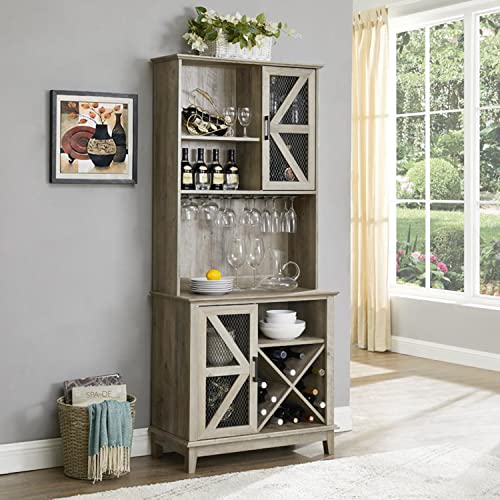Elegant Grey Wash Bar Cabinet