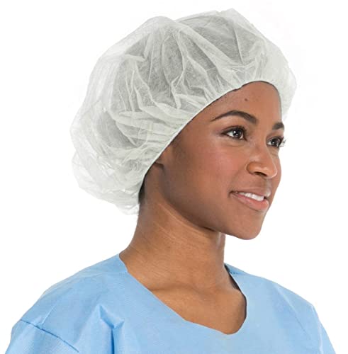 Medical Nation 21″ Disposable Bouffant Caps |CASE OF 1000, WHITE| Hairnets, Non-Woven, Non-Pleated Head Hair Covers |For Medical, Labs, Nurse, Tattoo, Food Service, Hospital, Cooking – Size 21″ White