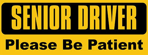 Senior Driver Please Be Patient Bumper Sticker, Safety Driving Vinyl, Caution Driving Decal for Cars, Trucks, Laptops, and Water Bottles, Made in The USA (3 x 8 inch)