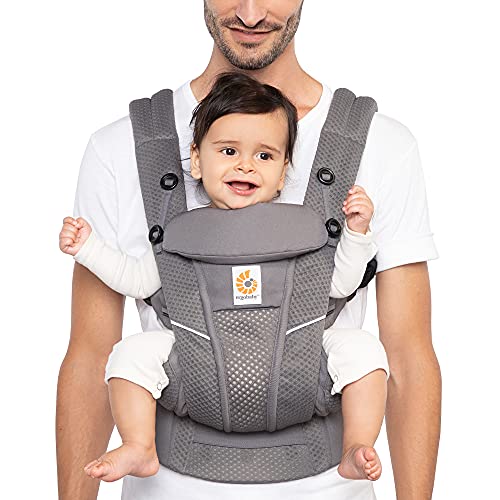 Ergobaby Omni Breeze All Carry Positions Breathable Mesh Baby Carrier Newborn to Toddler with Enhanced Lumbar Support & Airflow (7-45 Lb), Graphite Grey