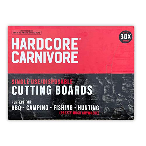 Hardcore Carnivore Disposable Cutting Boards – Pack of 30 – 24″x18″ Large Size – Perfect for BBQ, Camping, Fishing, Hunting