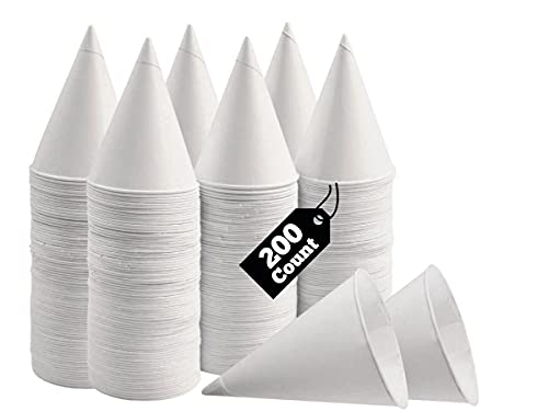 Smygoods White Paper Cone Cups 4.5 Oz, Snow Cone Cups 200 Count, (200 Count)