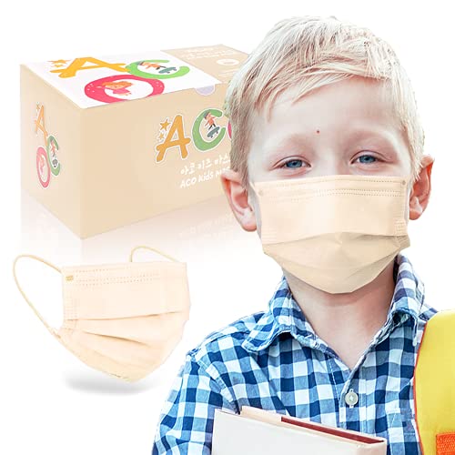 [ACOMEDICALMASK] Hypoallergenic Disposable Face Masks For Child, Safety Solid Clean Wrapped 30PCS Clear Beige Color