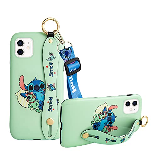 iPhone 12 Mini Case, Stitch Upgraded Wrist Strap Band Kickstand Lanyard TPU Phone Case for Women Boys Girls