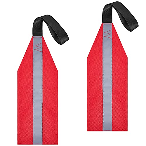 Frienda 2 Pieces Safety Travel Flag for Kayak Canoe Red Warning Flag with Webbing for Kayak SUP Towing Canoes Truck Safety Accessories Kit (Stripe Style)