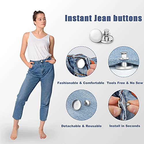 8PCS Jean Buttons No Sew Instant Buttons for Jeans 17mm Detachable Reusable Replacement Jean Button Pins | The Storepaperoomates Retail Market - Fast Affordable Shopping
