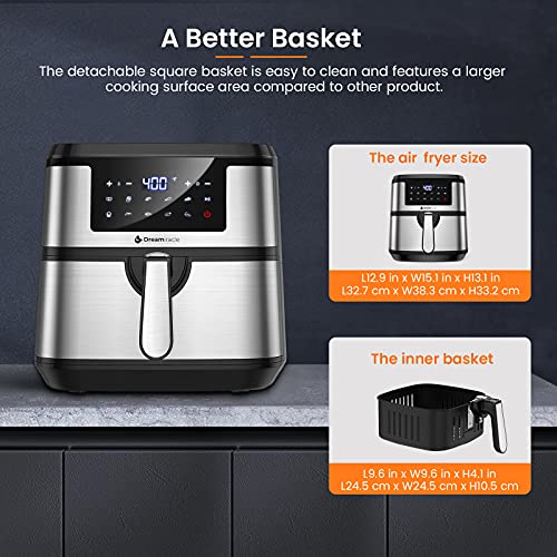 Air Fryer XL 8Qt, Dreamiracle Digital Airfryer 8 quart, 1750W Smart Air Fryer with 10 Presets One Touch LED Screen, Nonstick Detachable Basket, Preheat, Auto Shut Off, Rapid Frying | The Storepaperoomates Retail Market - Fast Affordable Shopping