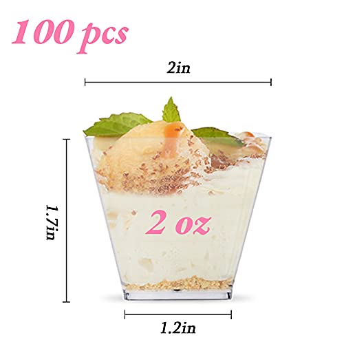 Qyyiguf 100 Pack 2oz/60ml Plastic Square Dessert Cups,Mini Clear Appetizer Cups,Small Disposable Square Cup Serving Bowl for Chocolate Cakes,Ice Cream | The Storepaperoomates Retail Market - Fast Affordable Shopping