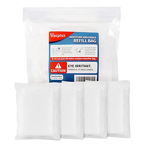 Vacplus Moisture Absorber Box Refill bags 4 Packs, Individually Wrapped Dehumidifiers for Closets & Efficient Refill Humidity Absorbers for Rooms with Easy Operation