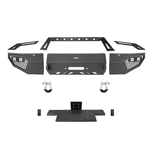 Hooke Road F150 Full Width Steel Front Bumper w/Bull Bar and Winch Plate Compatible with Ford F-150 (Excluding Raptor) 2009 2010 2011 2012 2013 2014 Pickup Truck | The Storepaperoomates Retail Market - Fast Affordable Shopping