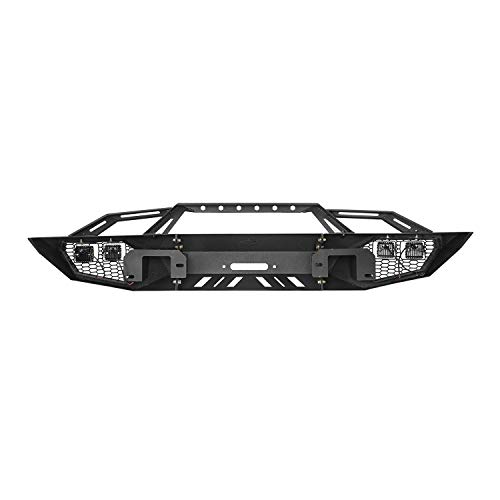Hooke Road F150 Full Width Steel Front Bumper w/Bull Bar and Winch Plate Compatible with Ford F-150 (Excluding Raptor) 2009 2010 2011 2012 2013 2014 Pickup Truck | The Storepaperoomates Retail Market - Fast Affordable Shopping