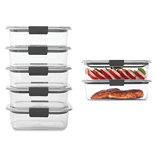 Rubbermaid Leak-Proof Brilliance Food Storage Set | 9.6 Cup Plastic Containers with Lids, 2-Pack, Clear & Brilliance Food Storage Container, BPA free Plastic, Medium, 3.2 Cup, 5 Pack, Clear | The Storepaperoomates Retail Market - Fast Affordable Shopping