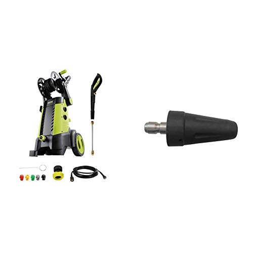 Sun Joe SPX3001 2030 PSI 1.76 GPM 14.5 AMP Electric Pressure Washer with Hose Reel, Green and SPX-TSN-34S Universal Turbo Head Spray Nozzle for SPX Series Pressure Washers & Others