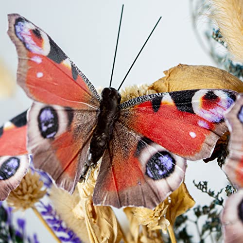 Berfutall-Inachis io Feather Fake Butterfly Decorations Set of 12 with Clip Home and Party Decor Butterflies for Crafts