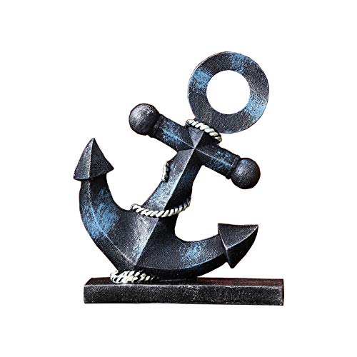 JTSTAN Nautical Boat Anchor Sculpture Decor – Creative Coastal Model Art Theme Ocean Retro Style Decorations Navy Home Office Desktop Bookshelf Crafts Sailboat Statue Resin Ornaments