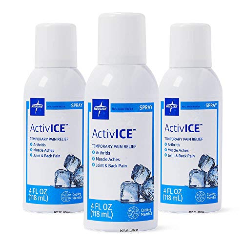 Medline ActivICE Spray Cooling Gel, Topical Pain Relief for Arthritis, Joint, Muscle, Back & Body Aches & Pain, 4 oz (3 Count)