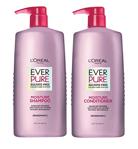 L’Oreal Paris EverPure Moisture Sulfate Free Shampoo and Conditioner with Rosemary Botanical, for Dry Hair, Color Treated Hair, 1 kit