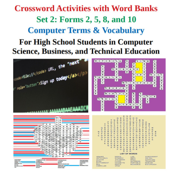 Computer Terms and Vocabulary: Crossword Activities with Word Banks in Computer Science – Set 2