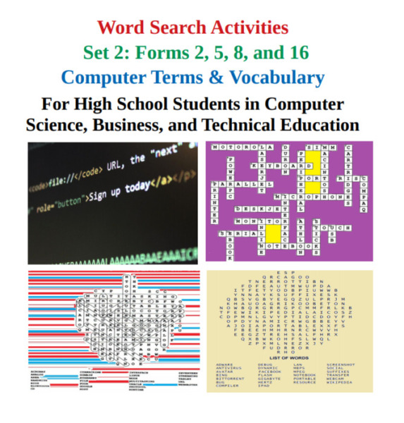 Computer Terms and Vocabulary: Word Search Activities in Computer Science – Set 2