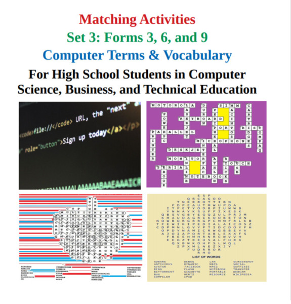 Computer Terms and Vocabulary: Matching Activities in Computer Science – Set 3