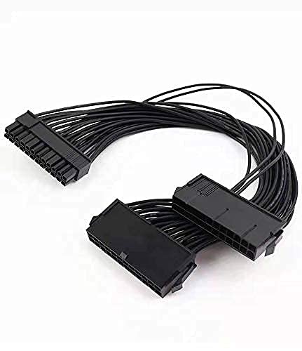Dual PSU Adapter,Dual PSU Power Supply 24 Pin Extension Cable, for ATX Mainboard Motherboard Adapter Extension Kit – 24 pin to 24(20+4) pin – 11.8 inch/ 30cm