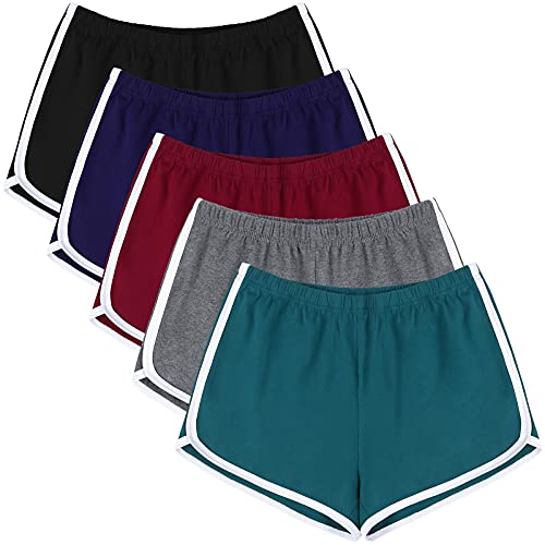URATOT 5 Pack Women’s Cotton Yoga Dance Short Pants Sport Shorts Summer Athletic Cycling Hiking Sports Shorts