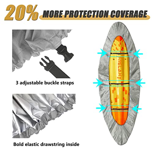 Frelaxy 420D Kayak Cover, Heavy Duty Waterproof UV Resistant Kayak Covers for Outdoor Storage, Ultra Strong Canoe Storage Dust Cover, Great for Indoor & Outdoor 9.8-13.5ft | The Storepaperoomates Retail Market - Fast Affordable Shopping