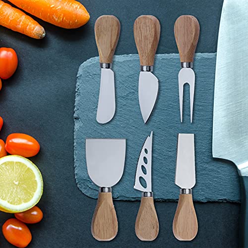 WiTisve Premium 6-Piece Cheese Knives Set, Complete Stainless Steel Cheese Knives Set with Wood Handles & Full-Length Blades Fit for Birthday/Parties/Wedding/ Housewarming/Anniversary (Gift-Ready) | The Storepaperoomates Retail Market - Fast Affordable Shopping
