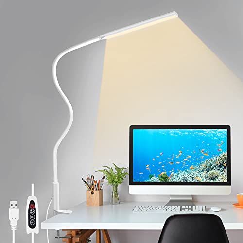 yotutun LED Desk Lamp, Swing Arm Table Lamp with Clamp, Flexible Gooseneck Task Lamp, Eye-Caring Architect Desk Light, 3 Modes 10 Brightness Levels, Memory Function Desk Lamps for Home Office, 10W